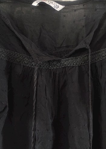 Siyah Keten Bohem Bluz - Görsel 2