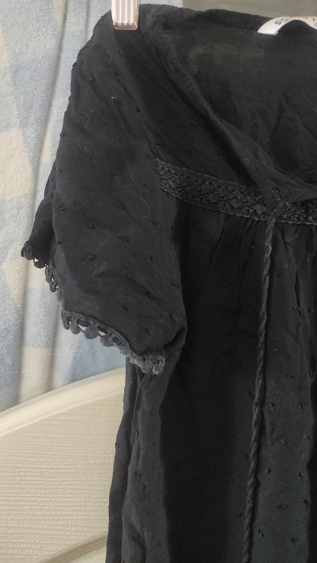 Siyah Keten Bohem Bluz - Görsel 3