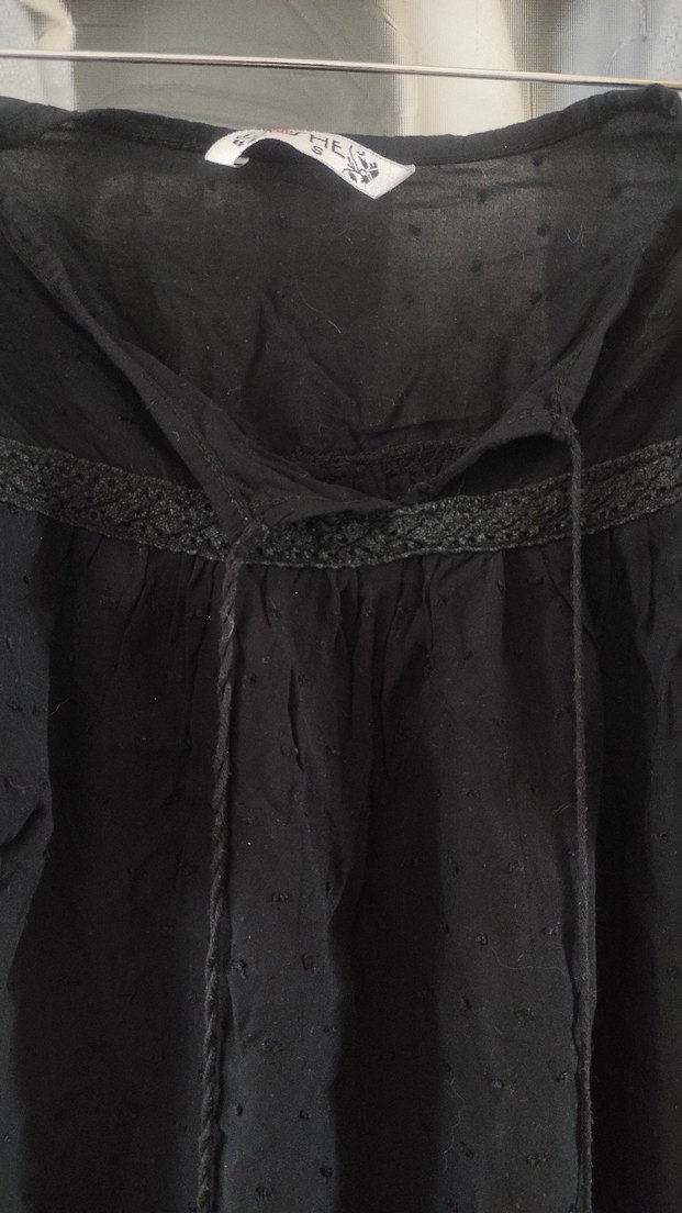 Siyah Keten Bohem Bluz - Görsel 2