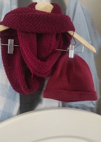 Bordo Örgü Bere ve Atkı Seti - Görsel 2