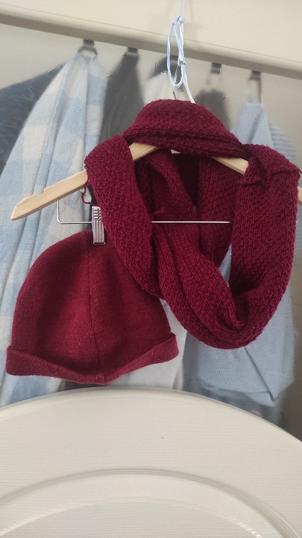 Bordo Örgü Bere ve Atkı Seti - Görsel 4