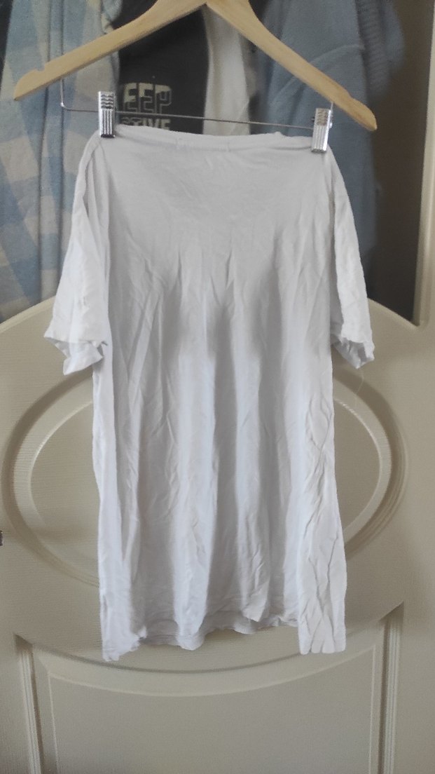 Kadın Beyaz Keten Kısa Kollu Tişört - Görsel 4