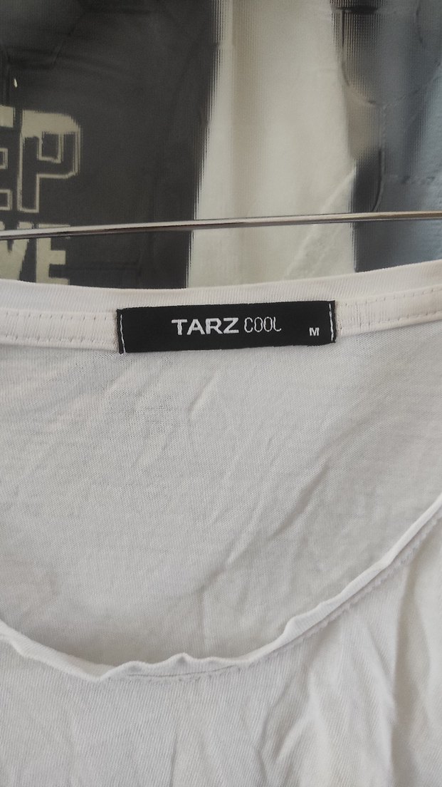 Kadın Beyaz Keten Kısa Kollu Tişört - Görsel 2