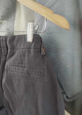 Gri Düğmeli Kot Şort - Görsel 7