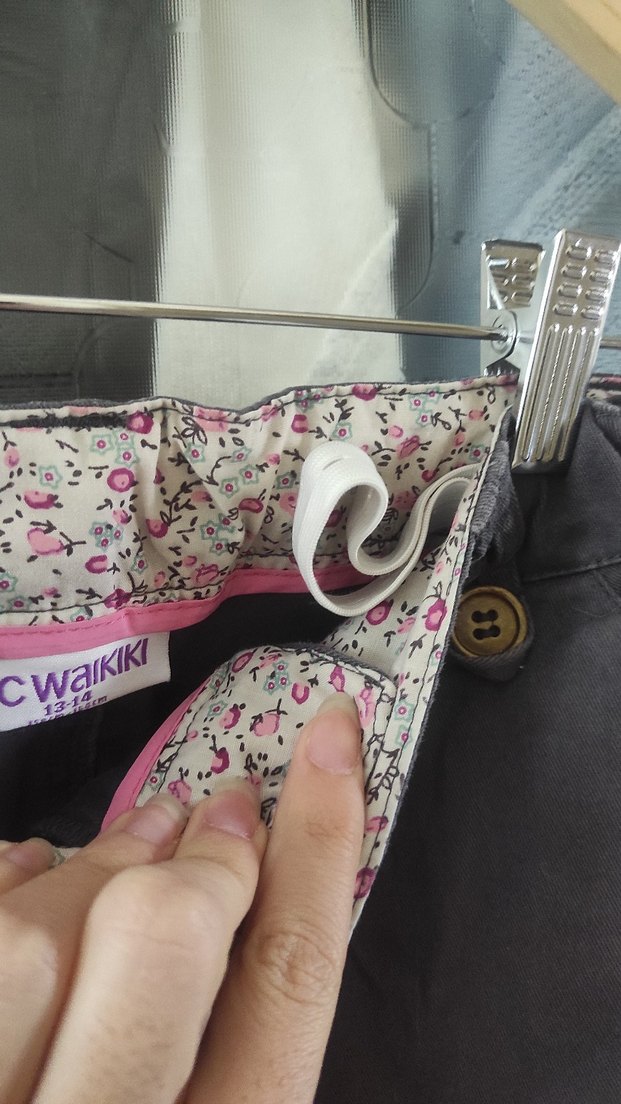 Gri Düğmeli Kot Şort - Görsel 3