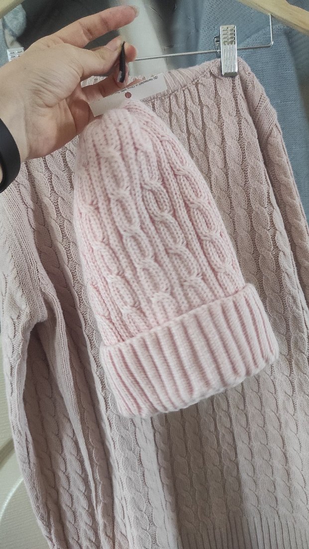 Pembe Örgü Kadın Bere (isteyene kazak ile beraber veriyorum) - Görsel 3