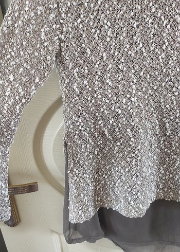 Gri Örgü Kadın Kazak Uzun Kollu - Görsel 5