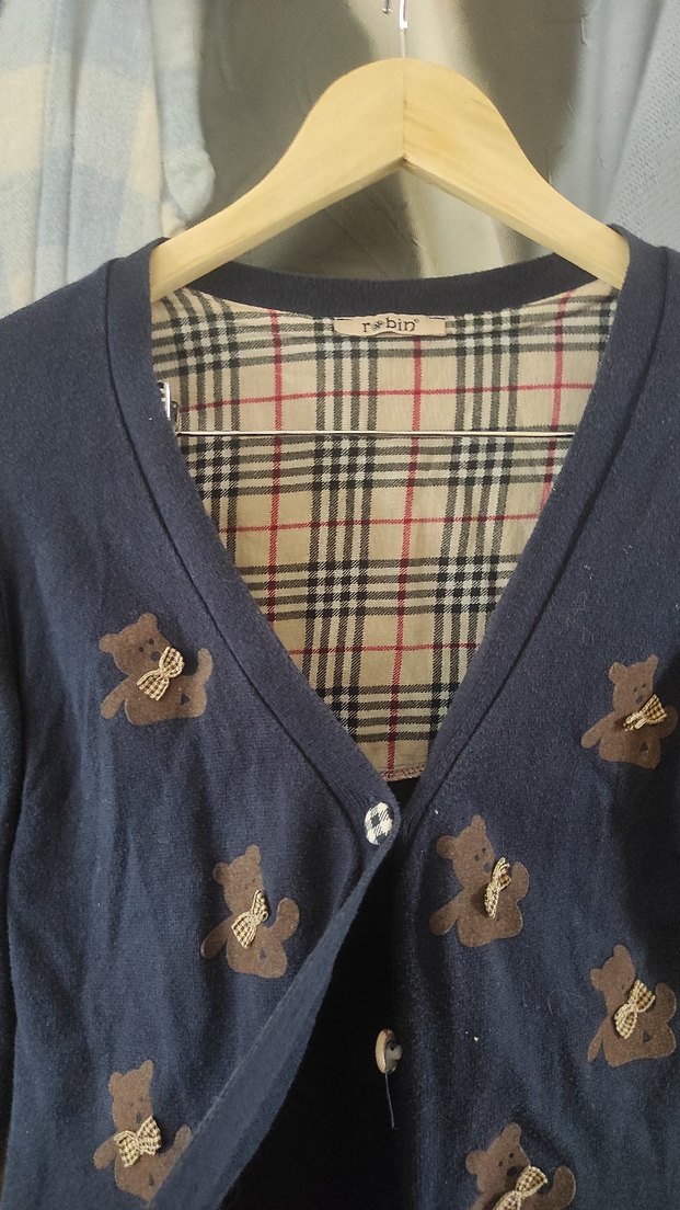 Düğmeli Mavi Kadın Hırka - Görsel 5