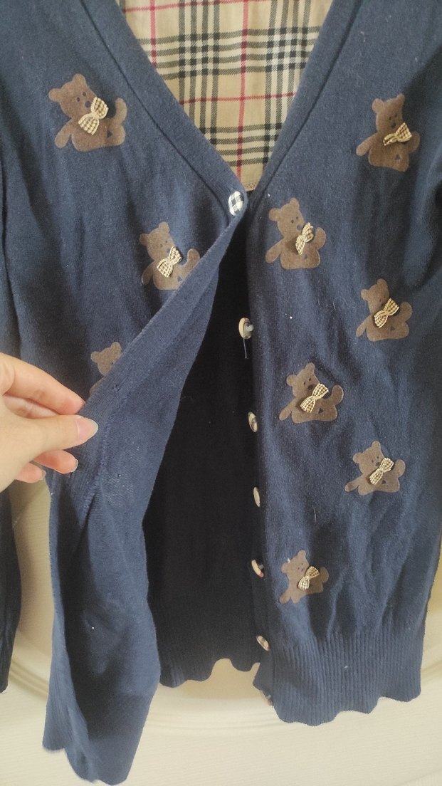 Düğmeli Mavi Kadın Hırka - Görsel 4