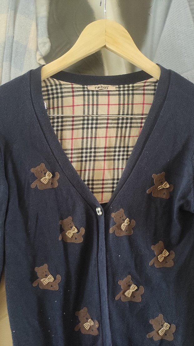 Düğmeli Mavi Kadın Hırka - Görsel 3