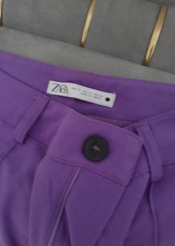 Zara mor Kumaş Kadın Pantolon - Görsel 2