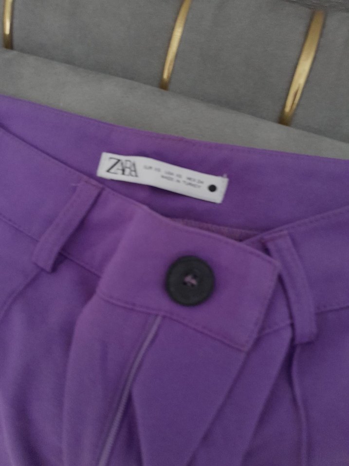 Zara mor  Kumaş Kadın Pantolon - Görsel 2