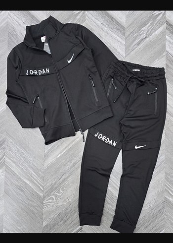 Jordan Siyah Fermuarlı Erkek Eşofman Takımı