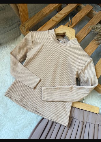 Kız Bebek Bej Kürklü Uzun Kollu Takım - Görsel 2