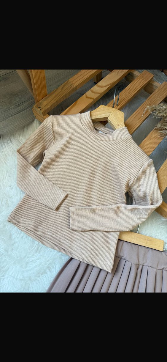 Kız Bebek Bej Kürklü Uzun Kollu Takım - Görsel 2