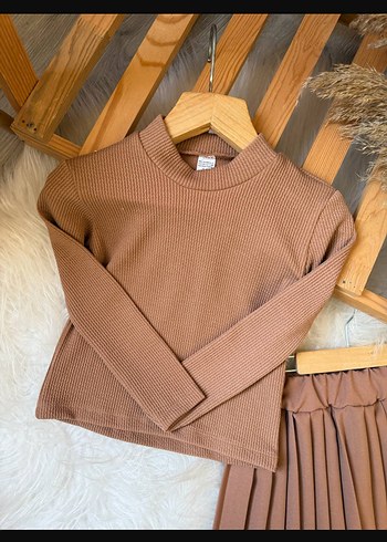 Kız Çocuk Bej Pilili Bohem Etek - Görsel 3