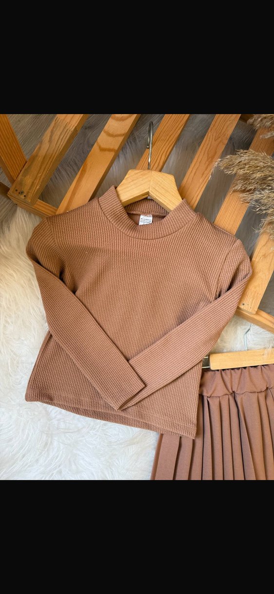 Kız Çocuk Bej Pilili Bohem Etek - Görsel 3