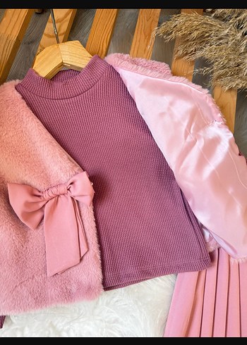 Pembe Triko Kız Bebek Takım - Görsel 2