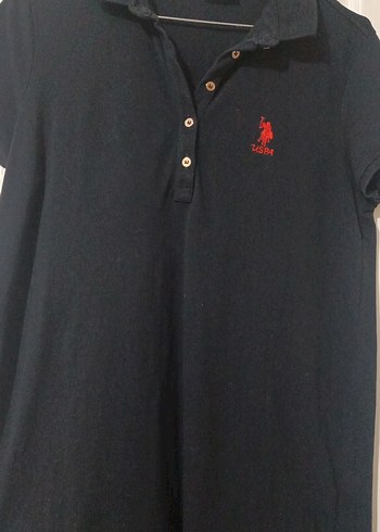 U.S Polo Assn. Us.Polo.ASSN.Düğmeli Siyah Midi Elbise Orjinal