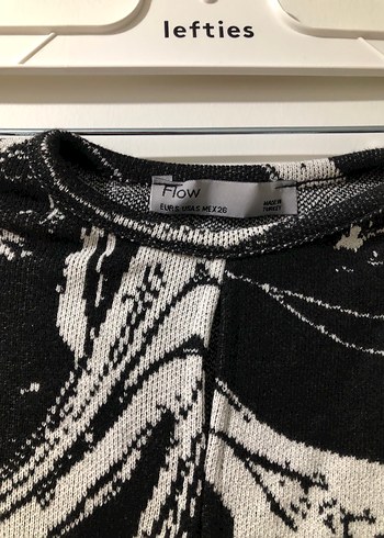 Siyah Beyaz Tie-Dye Uzun Kollu Crop Bluz - Görsel 4