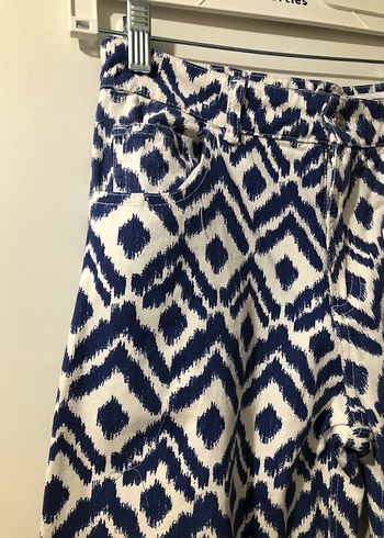 Mavi Bağlamalı Desenli Kadın Pantolon - Görsel 5