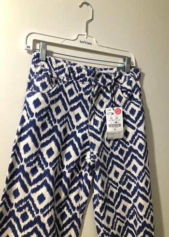 Mavi Bağlamalı Desenli Kadın Pantolon - Görsel 2