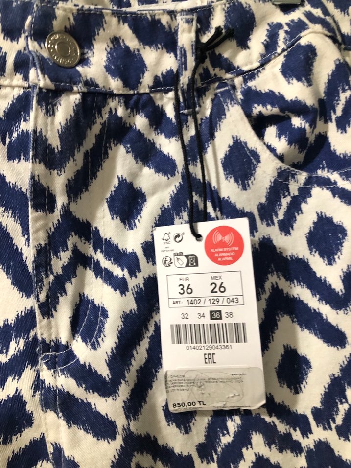 Mavi Bağlamalı Desenli Kadın Pantolon - Görsel 3