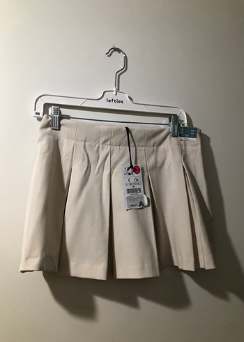 Bej Renkli Pilili Mini Etek - Görsel 3