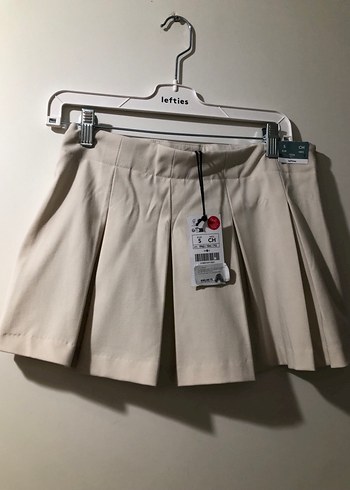 Bej Renkli Pilili Mini Etek - Görsel 2