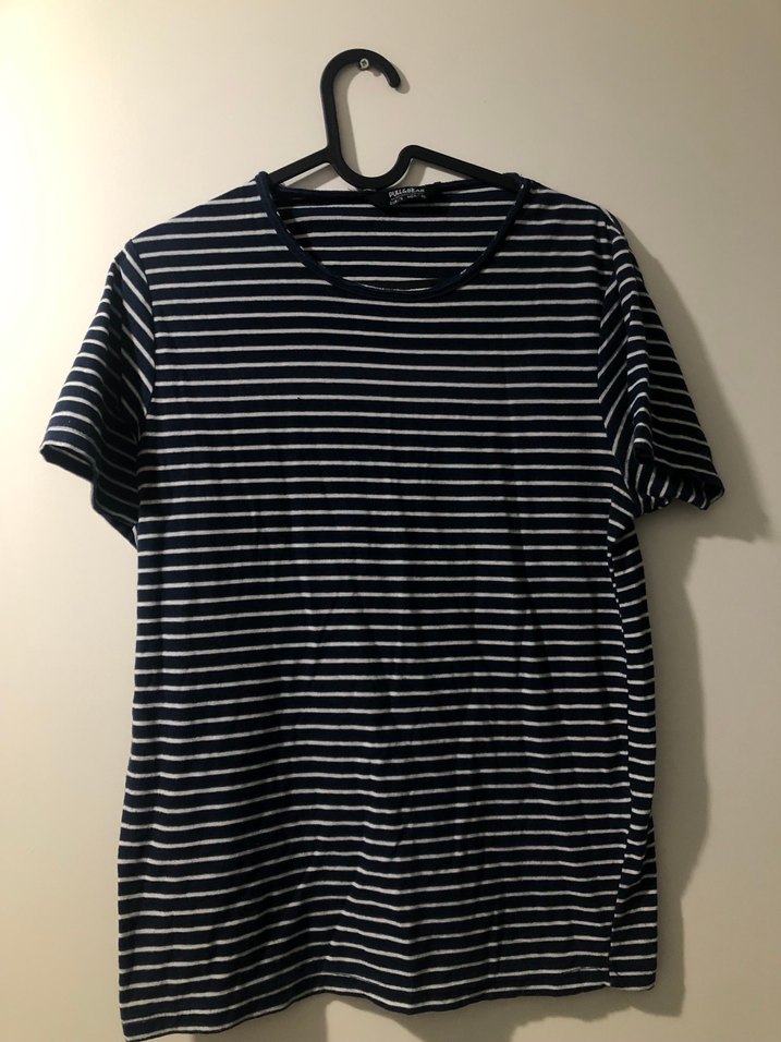 Erkek Lacivert Çizgili Kısa Kollu Tişört - Görsel 3