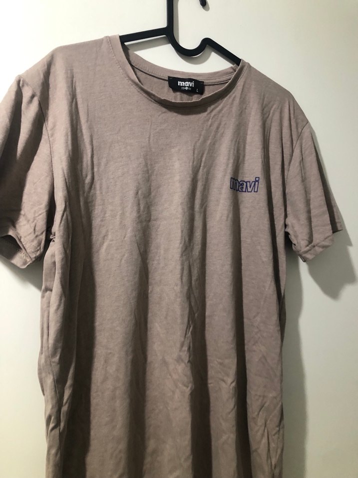 Bej Erkek Keten Kısa Kollu Tişört - Görsel 4