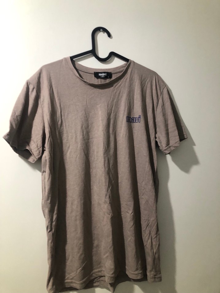 Bej Erkek Keten Kısa Kollu Tişört - Görsel 2