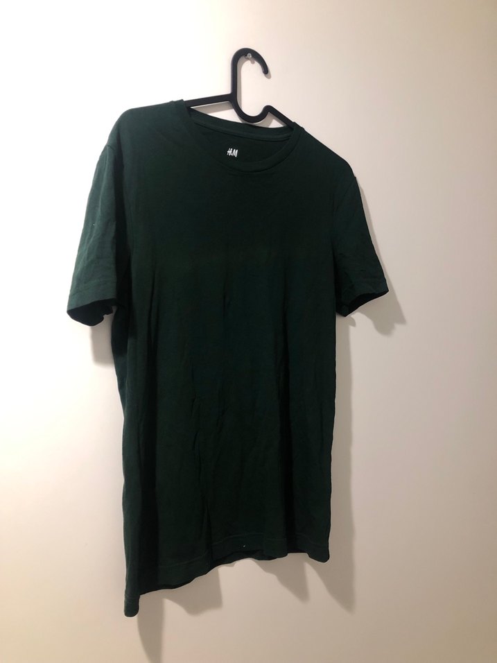 Erkek Koyu Yeşil Keten Kısa Kollu Tişört - Görsel 4