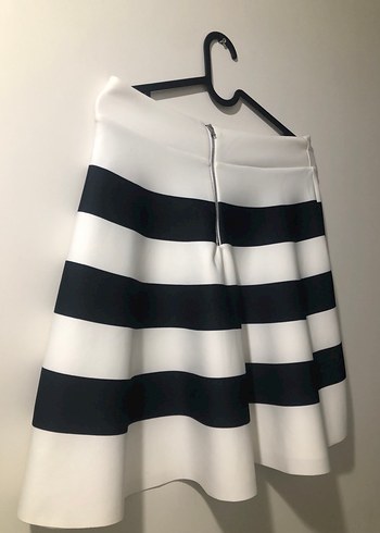 Kadın Çizgili Pileli Mini Etek - Görsel 2