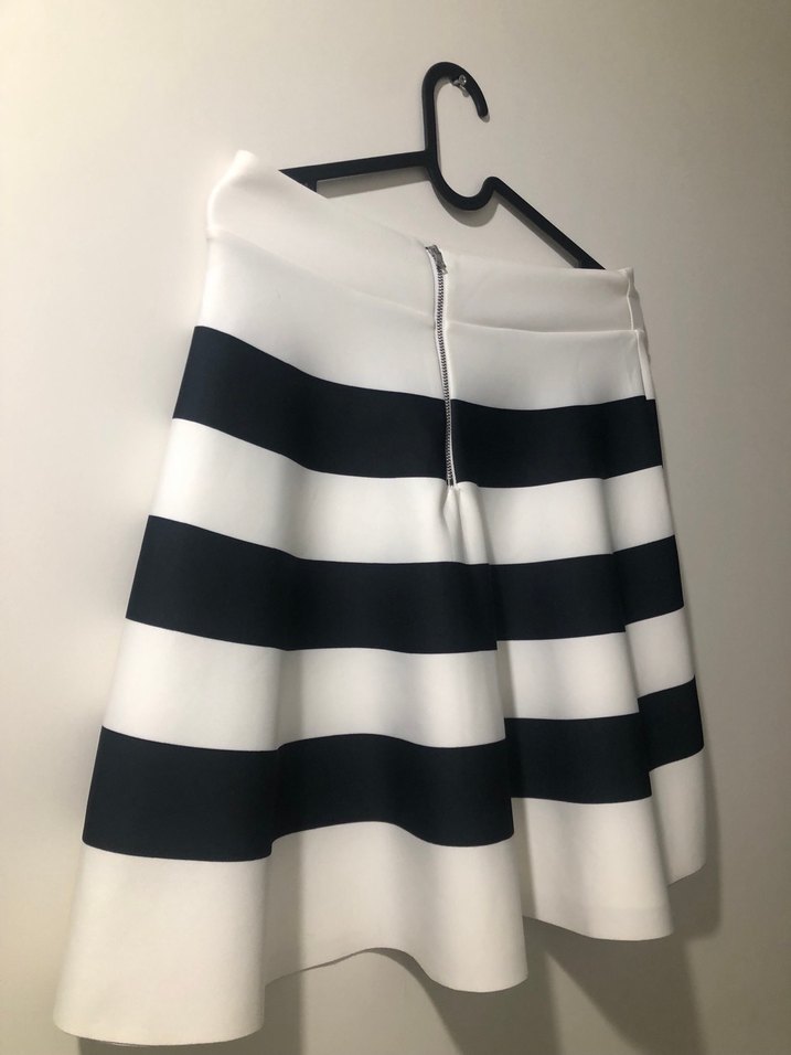 Kadın Çizgili Pileli Mini Etek - Görsel 2