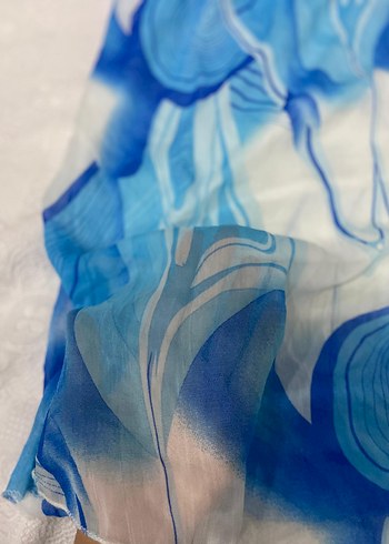 Vintage Mavi Bağlama Desenli Uzun Etek - Görsel 3