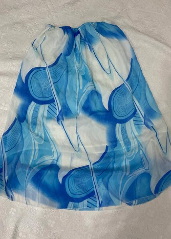 Vintage Mavi Bağlama Desenli Uzun Etek - Görsel 2