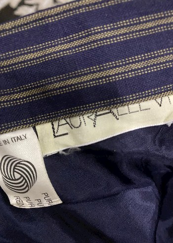 Vintage Lacivert Çizgili Midi Etek - Görsel 7