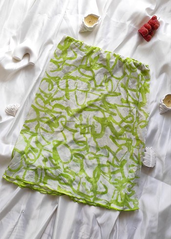 Vintage Önden Drapeli Yeşil Midi Etek - Görsel 2