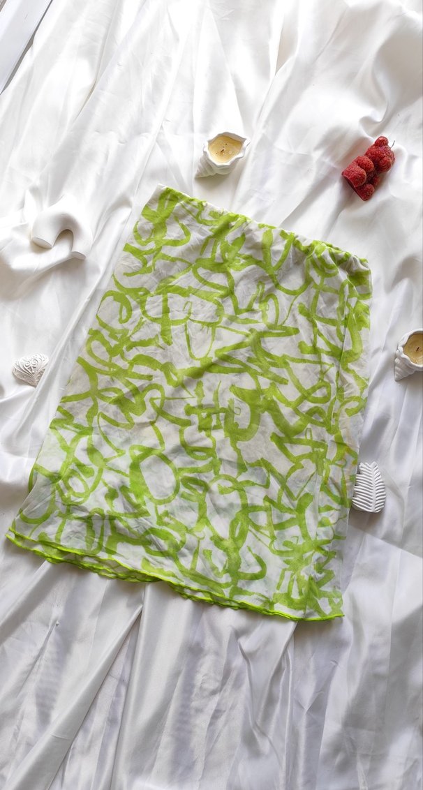 Vintage Önden Drapeli Yeşil Midi Etek - Görsel 2