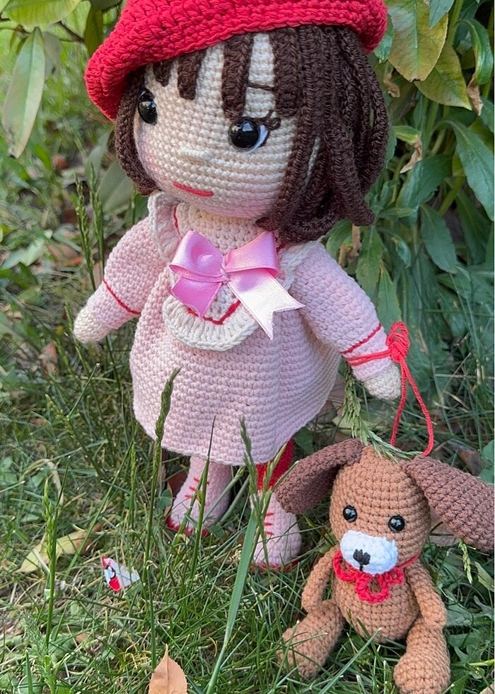 El örgüsü Amigrumi sevimli bebek ve köpeği - Görsel 2