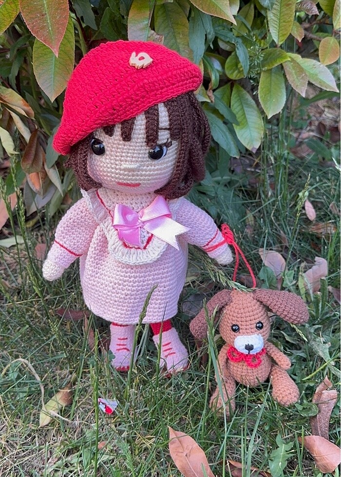 El örgüsü Amigrumi sevimli bebek ve köpeği - Görsel 3