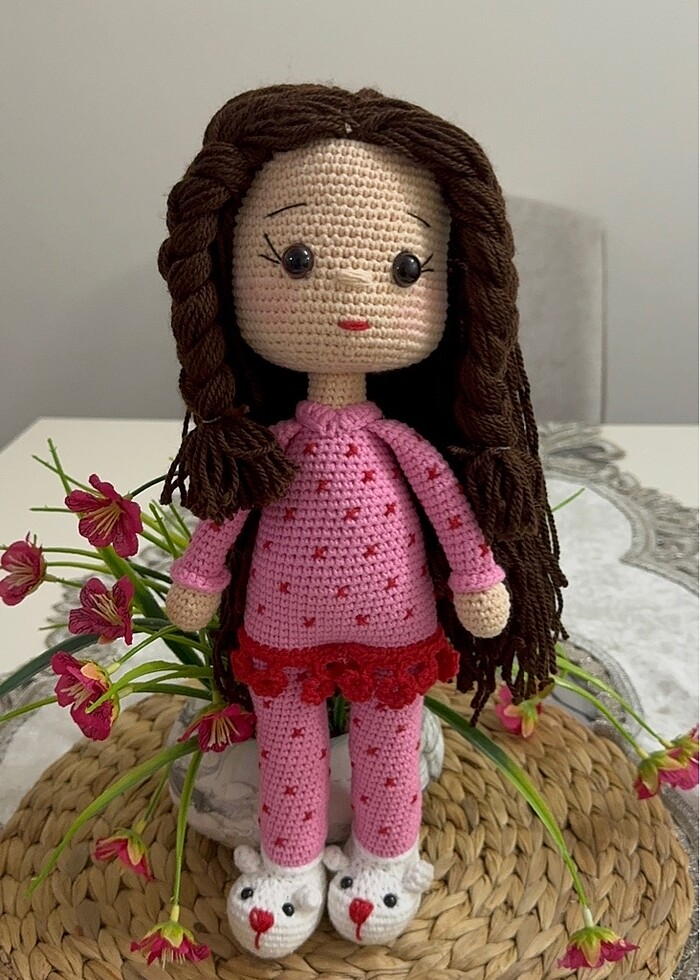 El örgüsü Amigrumi pijamalı  ve panduflu şirin bebek - Görsel 3