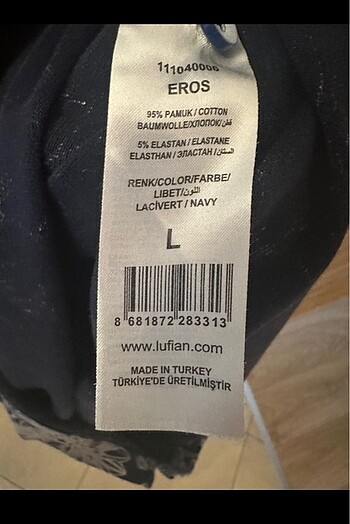 l Beden lacivert Renk Orijinal Lufian Polo Yaka Çiçekli Erkek T-Shirt