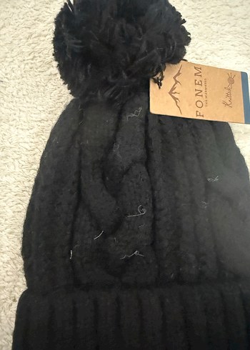 Siyah Örgü Kadın Yün Bere - Görsel 2