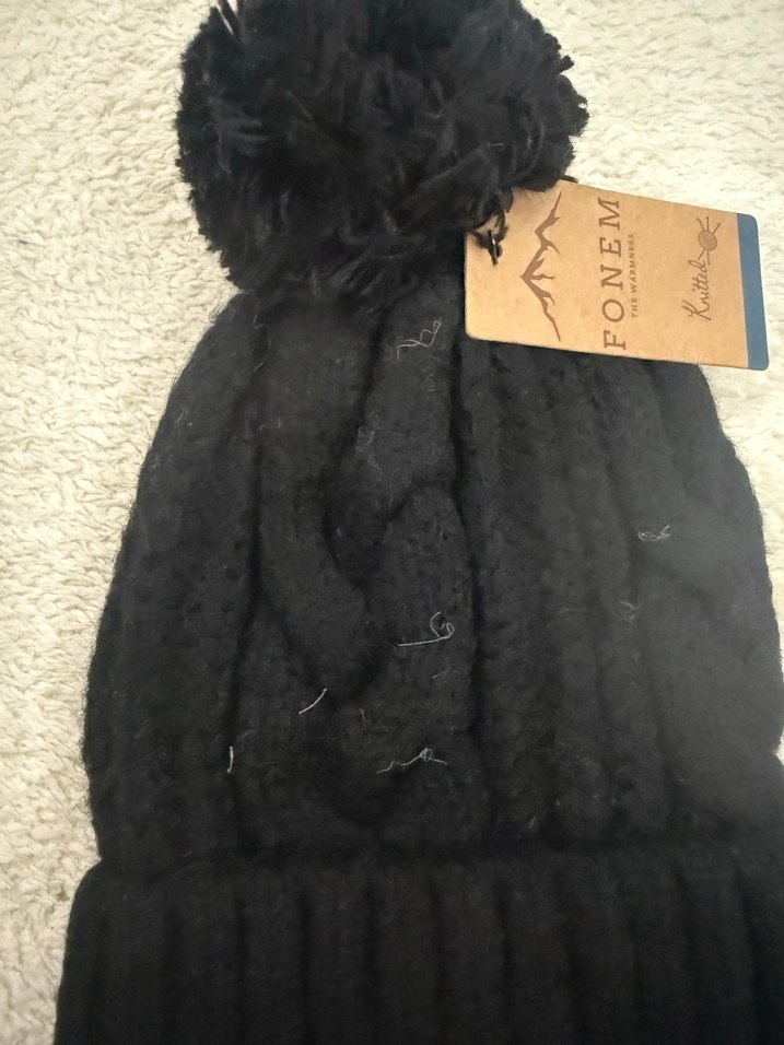 Siyah Örgü Kadın Yün Bere - Görsel 2