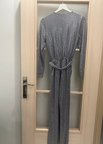 Zara Gri pul payet Uzun Kadın tulum - Görsel 4