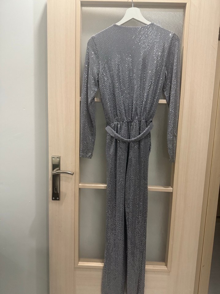 Zara Gri pul payet Uzun Kadın tulum - Görsel 4