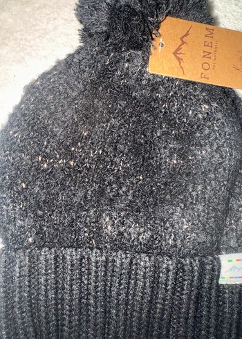 Siyah Simli Kadın yün Bere Ponponlu - Görsel 2