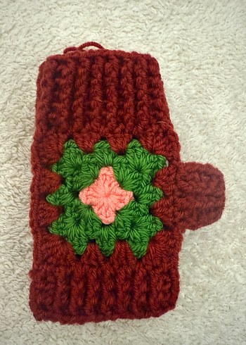 Bordo Bohem Örgü Kadın Eldiven - Görsel 2